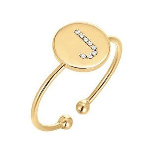 14K Gold Plated Initial Ring Stackable Rings for Women | Fashion Rings